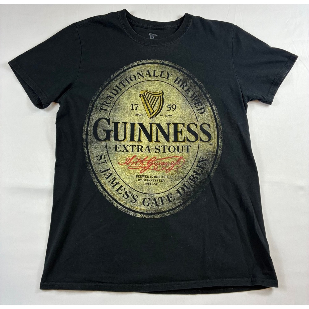 Guinness T Shirt Mens Medium Black Extra Stout Graphic Tee St James Gate Dublin